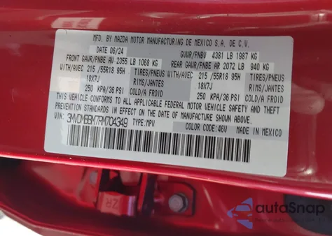 2024 Mazda Cx-30 2.5 S Select Sport z USA, uszkodzony, nr VIN 3MVDMBBM7RM704349